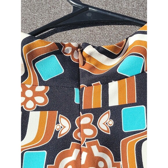 J McLaughlin S Brown Turquoise Biscayne Polynesian Shift Dress 862 - Picture 4 of 8